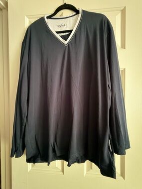 Men's Long Sleeve V-Neck Shirt - Navy